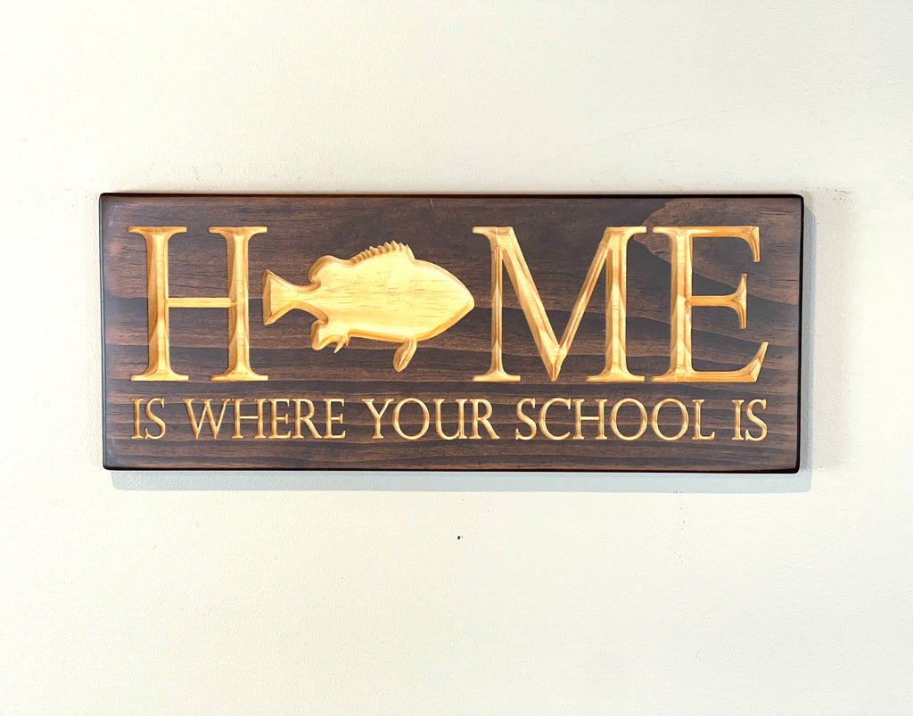 Carved Wood plaque- Fish Sign - Home Sign - Carved Wooden