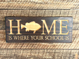 Carved Wood plaque- Fish Sign - Home Sign - Carved Wooden Sign- -Wood Decor Signs-House Sign- Home School-Carved Wood Sign-Fishing Home Sign