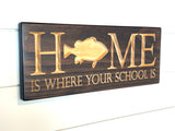 Carved Wood plaque- Fish Sign - Home Sign - Carved Wooden Sign- -Wood Decor Signs-House Sign- Home School-Carved Wood Sign-Fishing Home Sign