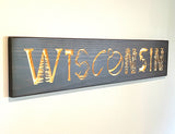 Carved Wooden Sign - Wisconsin Cabin Sign - WI Sign - Wooden Cabin Sign - Lake House Sign- Lodge Sign - Cottage Sign - WI Wood Sign