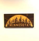 Minnesota Sign - Carved Wooden Signs -  MN Treeline Sign - Wood Decor Signs - House Signs - MN  cabin Sign - Carved Wood Sign - up north