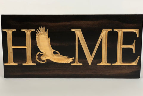 Eagle Home-Home Carved Wooden Signs-Bird Sign-Wood Decor Signs-House Signs-Home Sign-Eagle Home Sign-Carved Wood Sign-Bird Home Sign