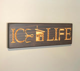 Carved Wooden Sign - Fishing Sign -  Cabin Decor - Fishing Wall Art - Ice house Sign - Lake Sign - Custom Sign - Engraved Sign - Wall Sign