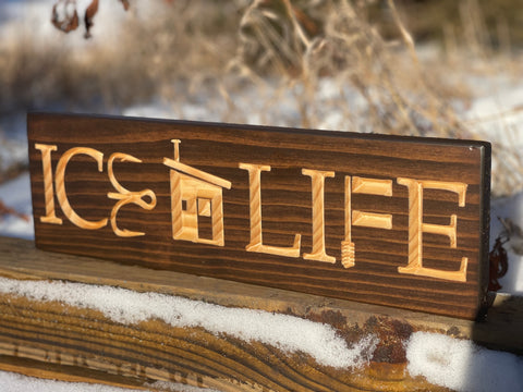 Carved Wooden Sign - Fishing Sign -  Cabin Decor - Fishing Wall Art - Ice house Sign - Lake Sign - Custom Sign - Engraved Sign - Wall Sign