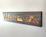 Carved Wooden Sign - Cabin Sport Sign - Lake House Sign - Wisconsin Sports Sign - Wisconsin Cabin - Cabin Decor - Lodge Sign  - WI Wood Sign