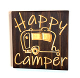 Camper Sign- Sign for Camper - Camper Decor - Carved Wood Sign-   Happy Camper Sign - Engraved Wood Plaque - Unique Gift - RV Sign