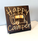 Camper Sign- Sign for Camper - Camper Decor - Carved Wood Sign-   Happy Camper Sign - Engraved Wood Plaque - Unique Gift - RV Sign
