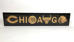 Chicago Team - Chicago - Football - Chicago Baseball - Chicago Hockey - Chicago Basketball  - Carved Wooden Sign - Sports Sign