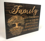 Carved Wood Sign -Family Tree - Engraved Sign - Family Roots Sign - Wooden Plaque - Rustic Custom Wood Sign - Sign with Saying - Family Poem