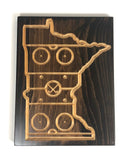 MN Hockey Sign - Minnesota Hockey - Carved Wood Sign-   Hockey State - Engraved Wood Plaque - Unique Hockey Rink - Rustic