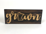 Carved Wooden State Sign -Minnesota Grown - State  Home Sign - Wood Decor Signs - Home Sweet Home Sign - Home State Sign - Carved Wood Sign