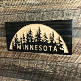 Minnesota Sign - Carved Wooden Signs -  MN Treeline Sign - Wood Decor Signs - House Signs - MN  cabin Sign - Carved Wood Sign - up north