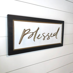 Carved Wooden Sign- Blessed Wood Sign - Wood Sign With Saying -Blessed - Wall Collage - Rustic Wood Sign - Decorative Sign - Engraved Sign