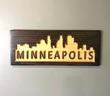 Minneapolis St Paul Skyline - Carved Wooden Sign - MSP Skyline - Cityscape Sign - Twin Cities Skyline  - Rustic Wood Sign  - Engraved Sign