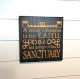 Wooden Signs With Sayings - Garage Sign - Plaques with Sayings- Rustic Wood Sign - Fathers Day Gift - Engraved Wood Sign - Garage Sanctuary