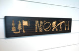 Up North Sign - Carved Wooden Sign - Lake House Sign - sasquatch gifts - Cabin Decor - Camper Sign  - Welcome Cabin Sign - MN Wood Sign