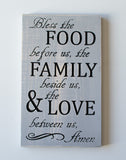 Bless the Food before us, Family beside us,  Love between us - dinner prayer -wooden signs - prayer before meals - grace before meal