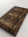 Wood Sign With Saying - Carved Wood Sign - Micah 6 8 - Engraved Wood Sign - Decorative Sign - Rustic Wood Sign - Christian Art - Act Justly