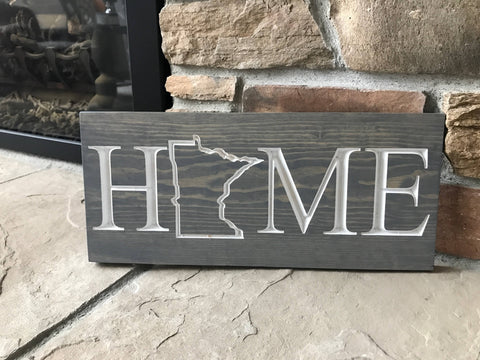 Minnesota Home-Carved Wooden Sign - MN Home - MN sign - Home Sign -Engraved Sign - Cottage Sign - Rustic Sign - Wall Sign - Wooden Plaque