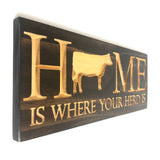 Cattle Home-Home Carved Wooden Signs-Herd Sign-Wood Decor Signs-House Signs-Where your herd is-Cow Sign-Carved Wood Sign-Cow Home Sign